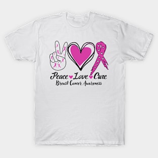 Peace Love Cure Pink Ribbon T-Shirt